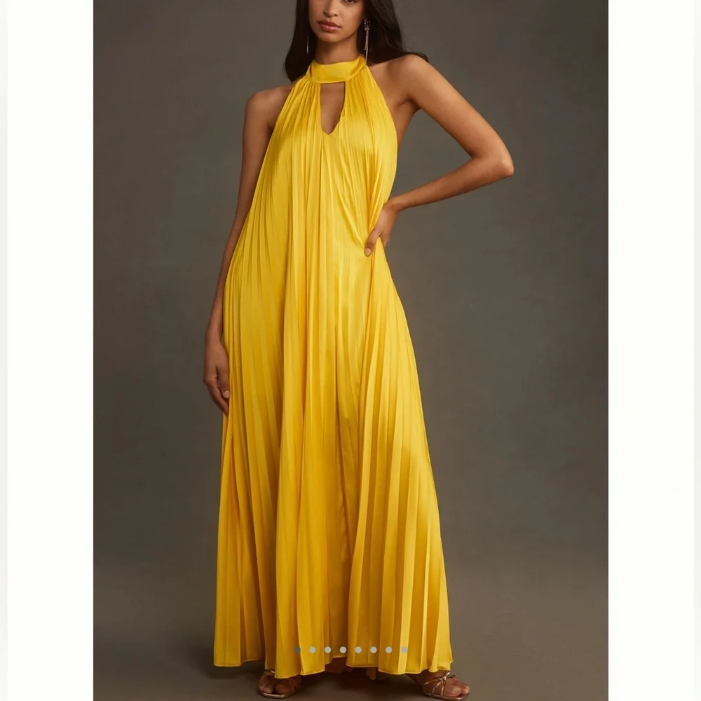 Hutch Pleated Halter Maxi Dress Anthropologie - Picture 3 of 15
